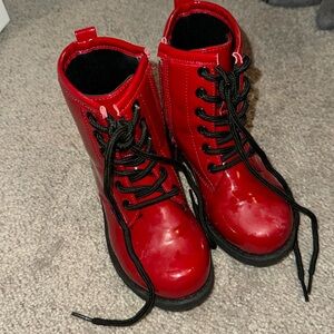 Red little girl boots